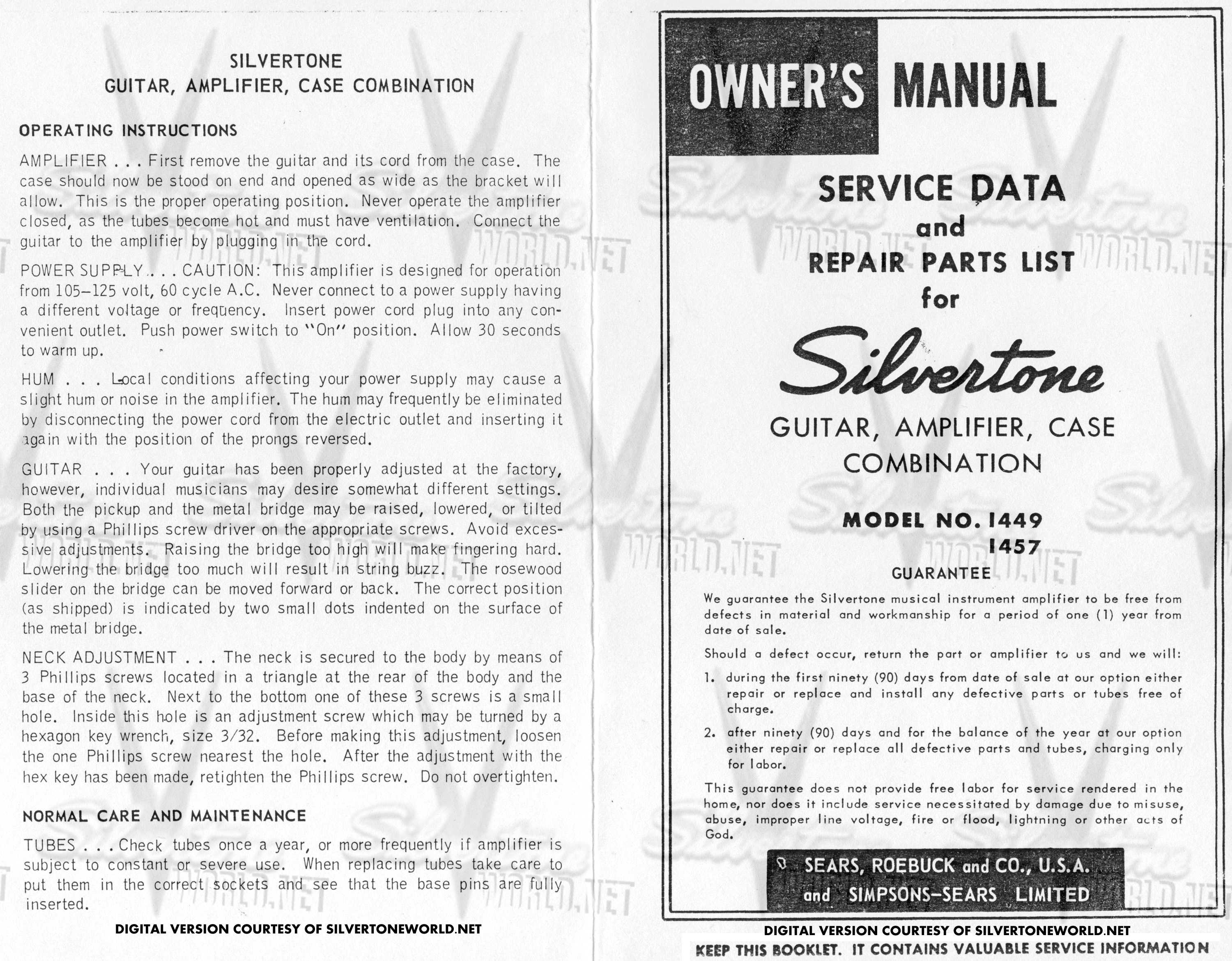 Silvertone World - Division 57 - Schematics, Manuals and ... silvertone 1457 wiring diagram 